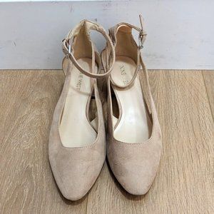 Nine West Beige Ankle Strap Kitten Heels